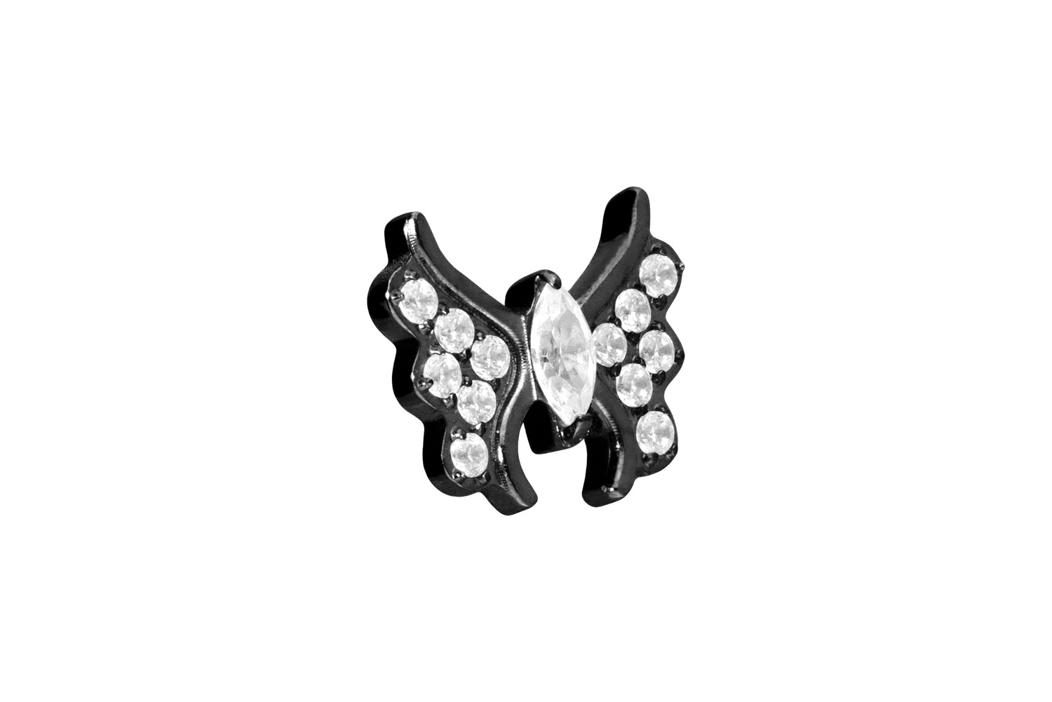 Titan Schraubaufsatz mit Außengewinde KRISTALLSCHMETTERLING von Piercingline